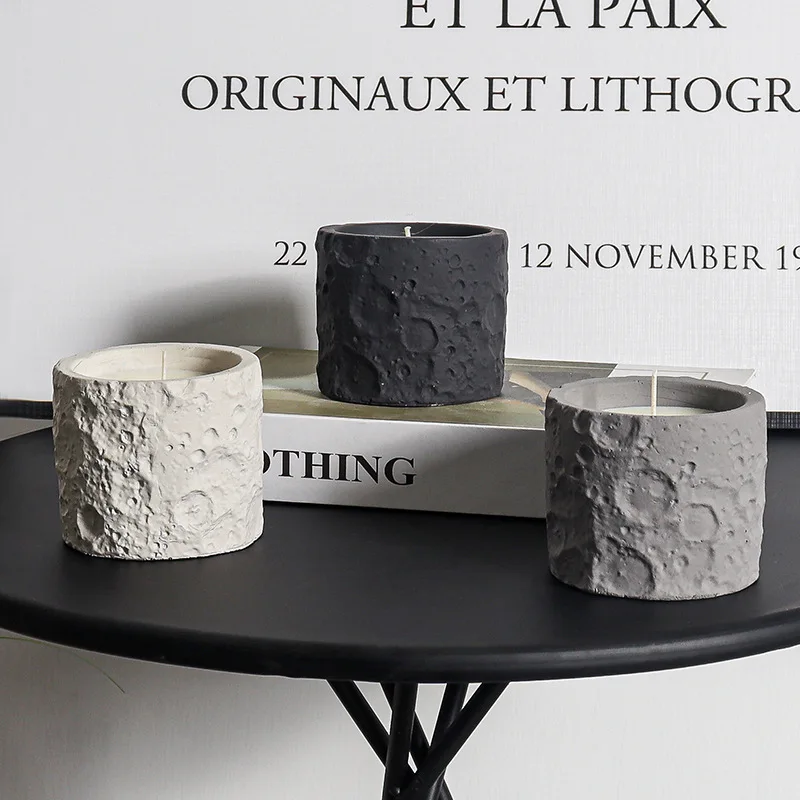 Empty Candle Jars Lunar Cement Candle Cup Aromatherapy Empty Cup Candle Container Gift Jars for Candles