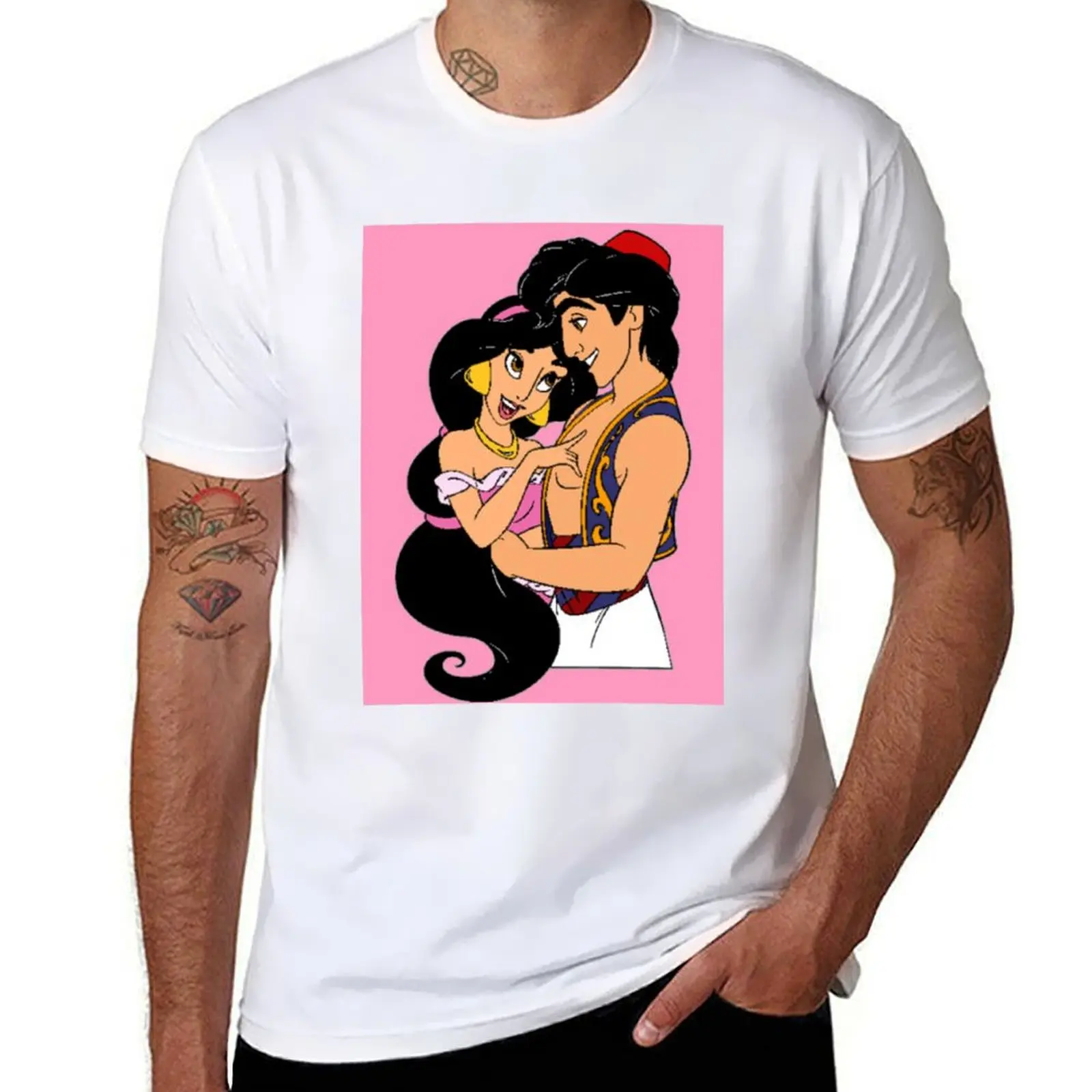 Aladdin & Jasmine T-Shirt designer shirts topping cotton graphic tees men graphic t shirts