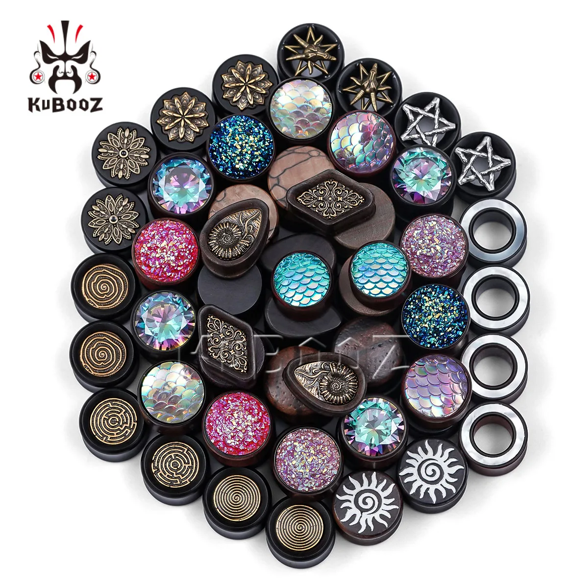 

Hypoallergenic Wood Ear Tunnel Surprise Pack - 5-10 Pairs Ear Expander Stretcher Plugs Mixed Style Body Piercing Jewelry