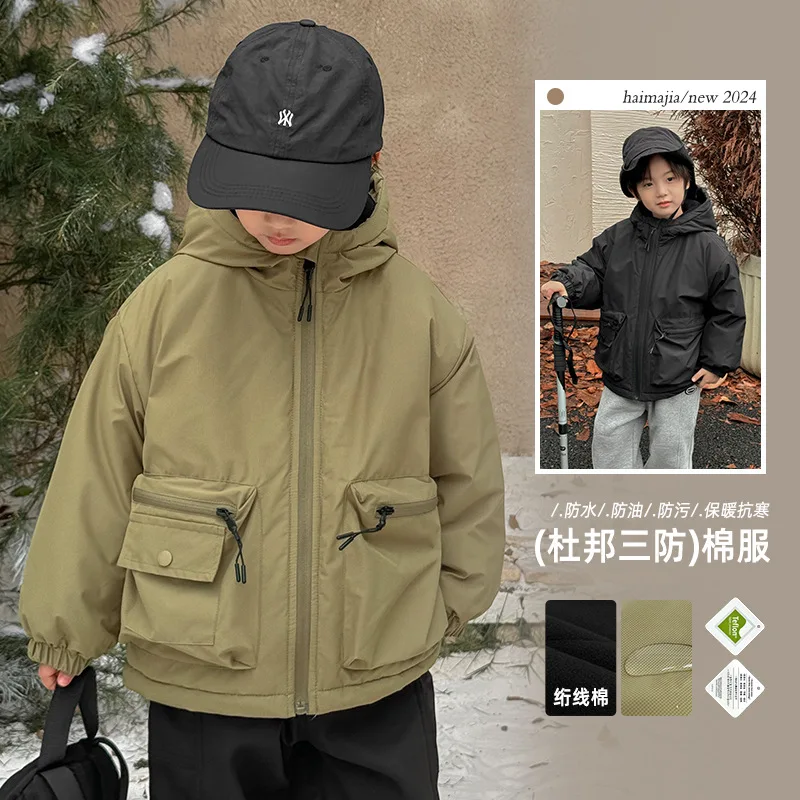 

Boys' 2024 autumn and winter new outdoor assault suit hooded three proof jacket winter children's clothing