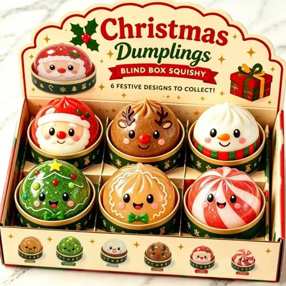 TPR Christmas Squishy Santa Reindeer Snowman Decompression Dumpling Squishies Soft Squeezable Slow Rising Squeeze Party Favor