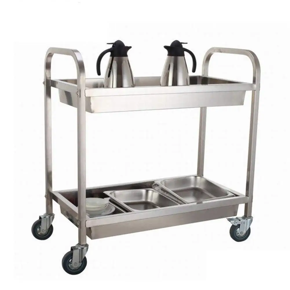Portable stainless steel multi-function service cart 360 degree rotation/reclining/height adjustable easy to clean restaurant