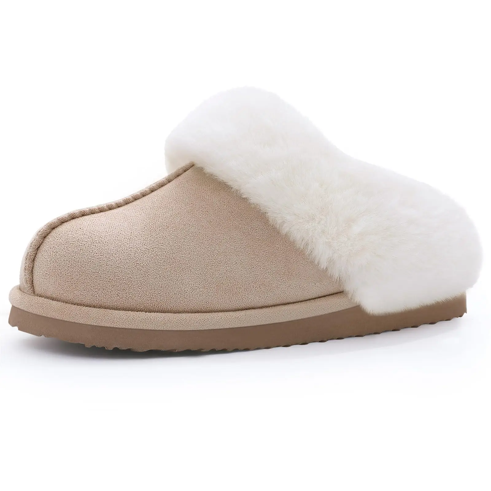 Crestar Fuzzy House Slippers for Women Winter Comfortable Warm Fluffy Memory Foam Suede Slippers with Faux Fur Indoor Outdoor