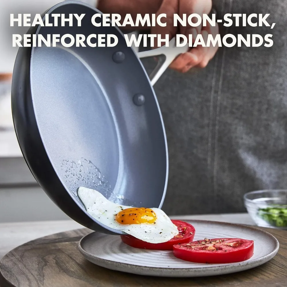 Valencia Pro Hard Anodized Ceramic Nonstick 8" Frying Pan, PFAS-Free, Induction & Dishwasher Safe, Gray