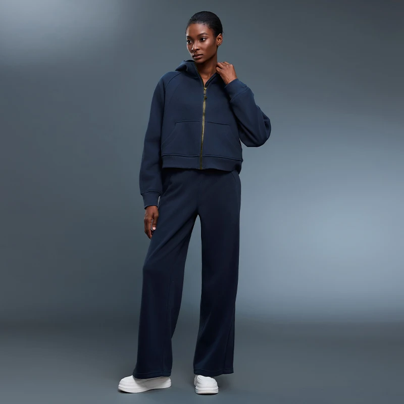Women's Autumn Winter Fleece Hooded Zip Up Cardigan Sweatshirt, Loose Casual Sports Warm Outerwear Coat