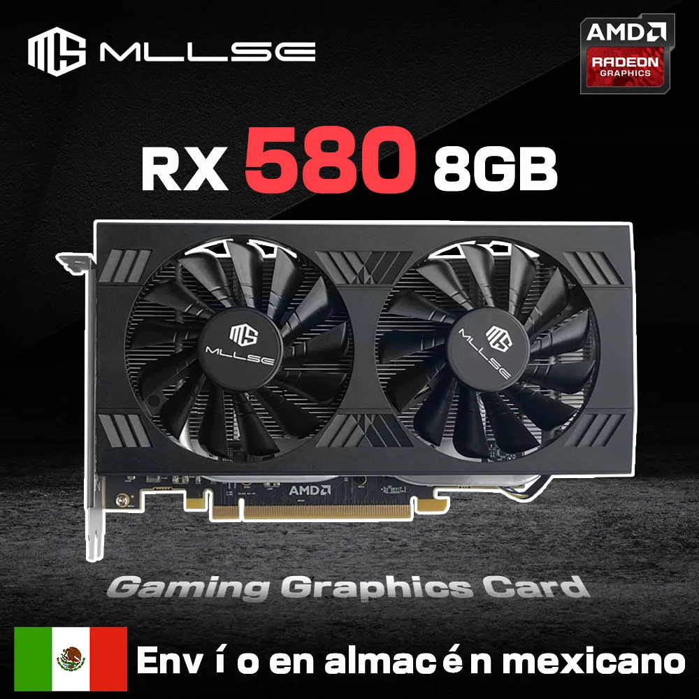 MLLSE AMD RX 580 8GB Placa De Video 2048SP Gaming Graphics Card GDDR5 256Bit PCI Express 3.0 ×16 8Pin Radeon GPU Video Card PC