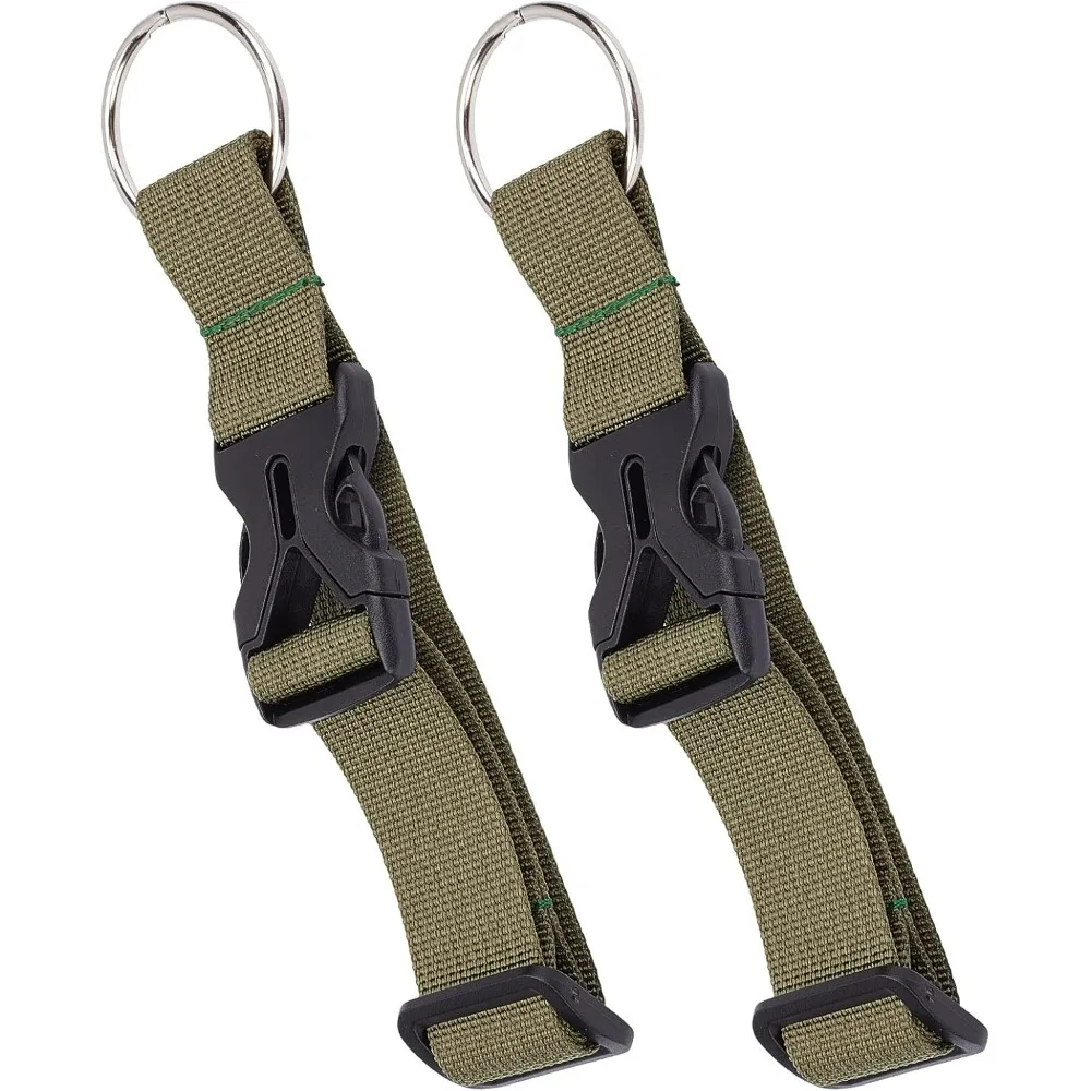 2Pcs Luggage Straps Coat Jacket Gripper Holder Suitcase Belt Clip Ring Hook Olive Drab Adjustable Belt Straps with Iron Hinged