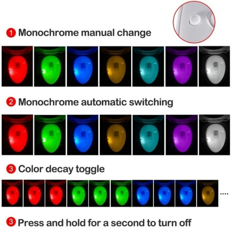 Ldhlm Toilette Nachtlicht Pir Bewegungs sensor Lichter LED Waschraum Nacht lampe 8 Farben Toiletten schüssel Beleuchtung für Badezimmer Waschraum