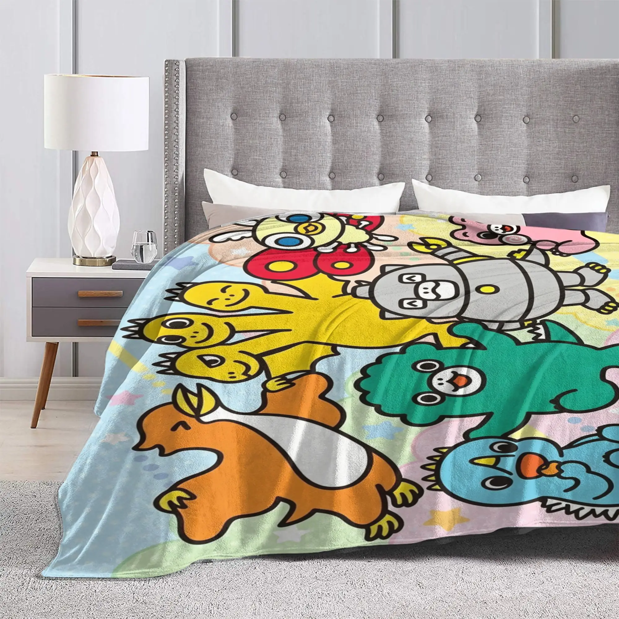 Chibi Monster Raids Again Blankets Kawaii Wool Novelty Soft Throw Blanket for Coverlet  Winter