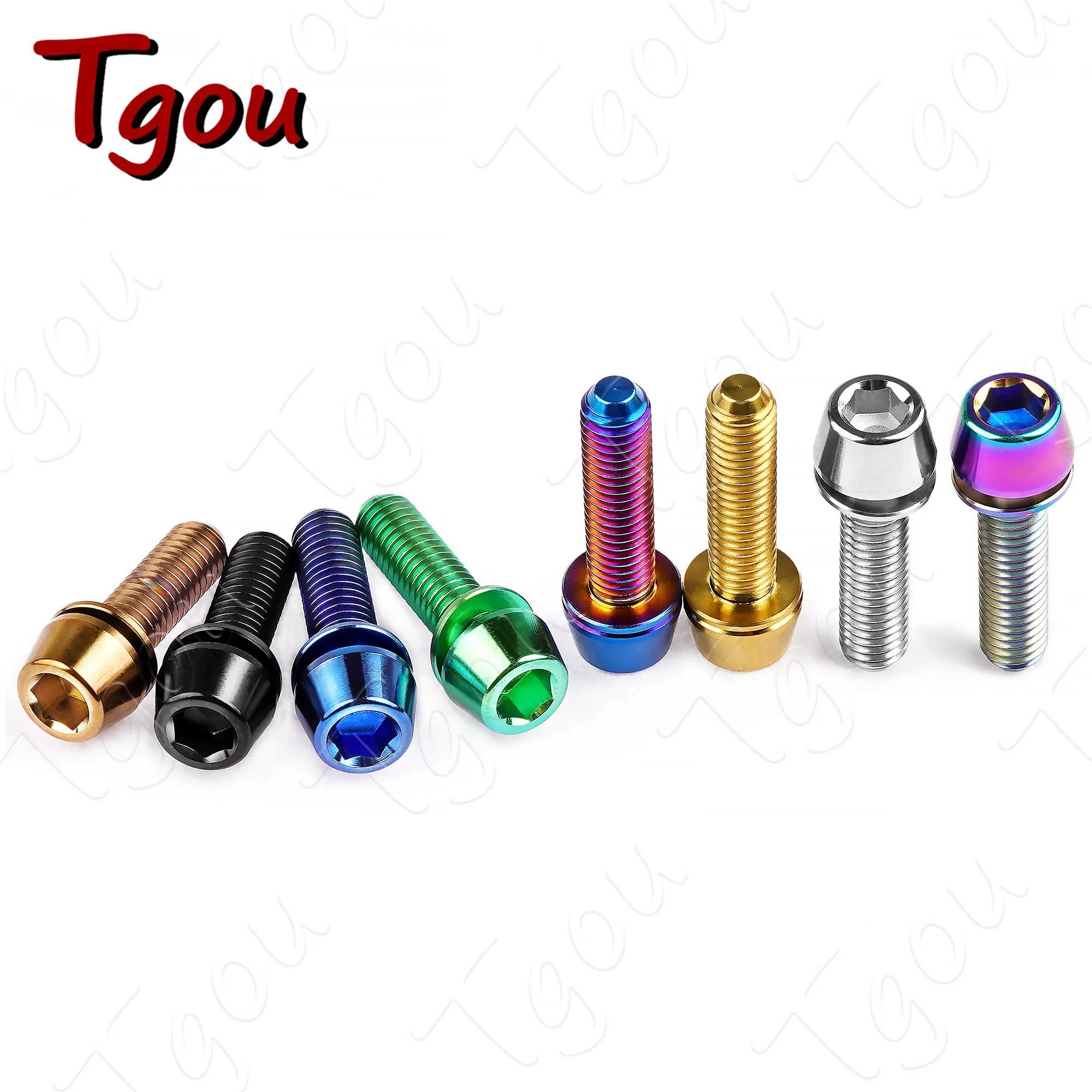 Tgou Titanium Bolt M5/M6x16 18 20 25mm  Allen Key Head with Washer Screws for Bicycle Stem 6pcs