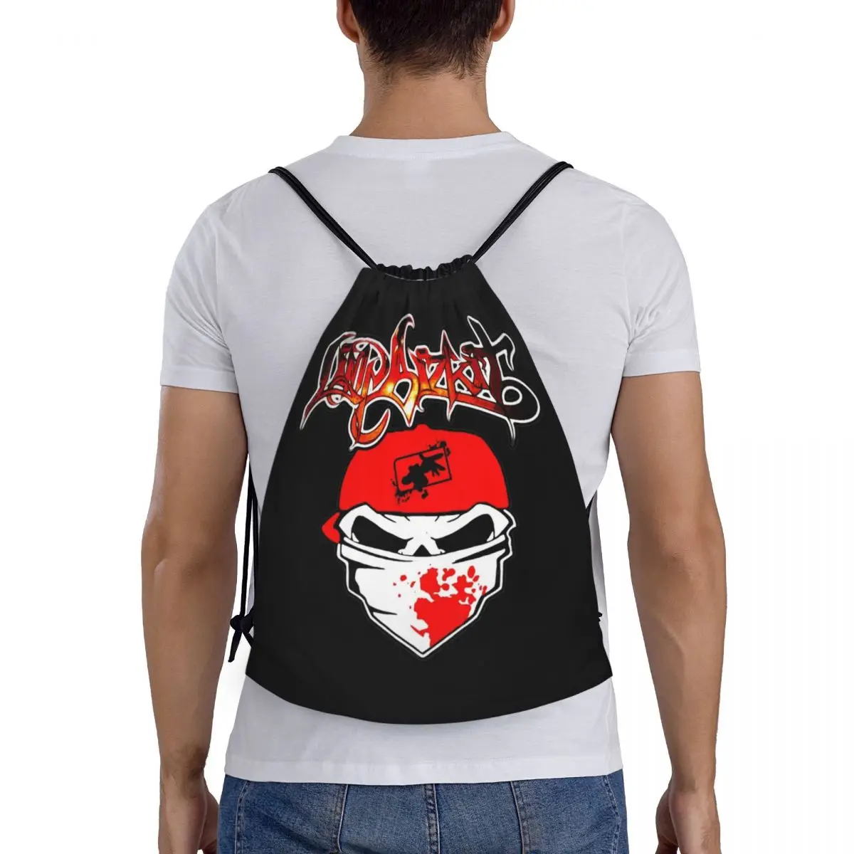 Rock Band Limp Bizkit Drawstring Bags Soccer Backpack Gym Sackpack String Bags for Cycling