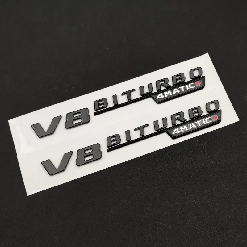 Black ABS 3d Car Fender Side Badge V8 BITURBO 4MATIC Emblem Logo Stickers For Mercedes C63S E63S S63 GLE63S G63 AMG Accessories