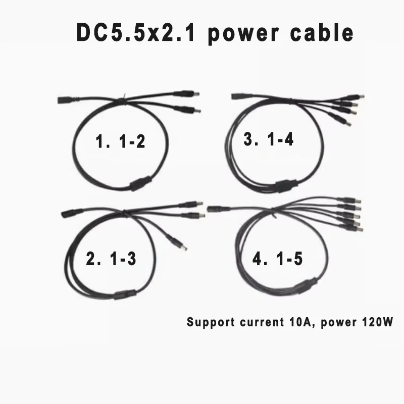 1pcs 12V10A DC5.5 Power Distribution Cable 1 To 2/3/4/5/8/10 Power Cable Monitoring/led Light Connection Cable