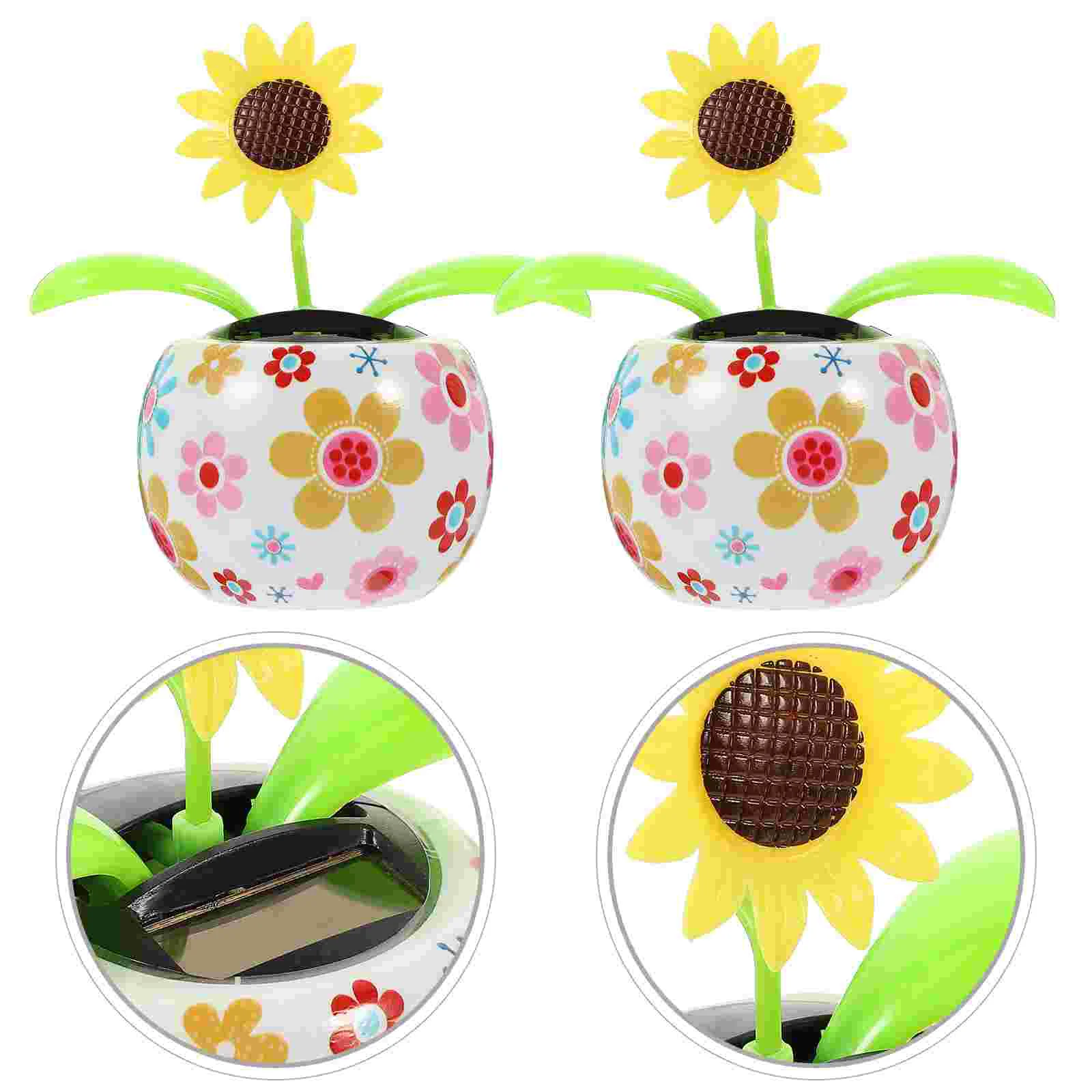 2 Pcs Ornaments Decoration for Car Decorations Solar Dashboard Powered Toy Interior Accessories Toys Household Home