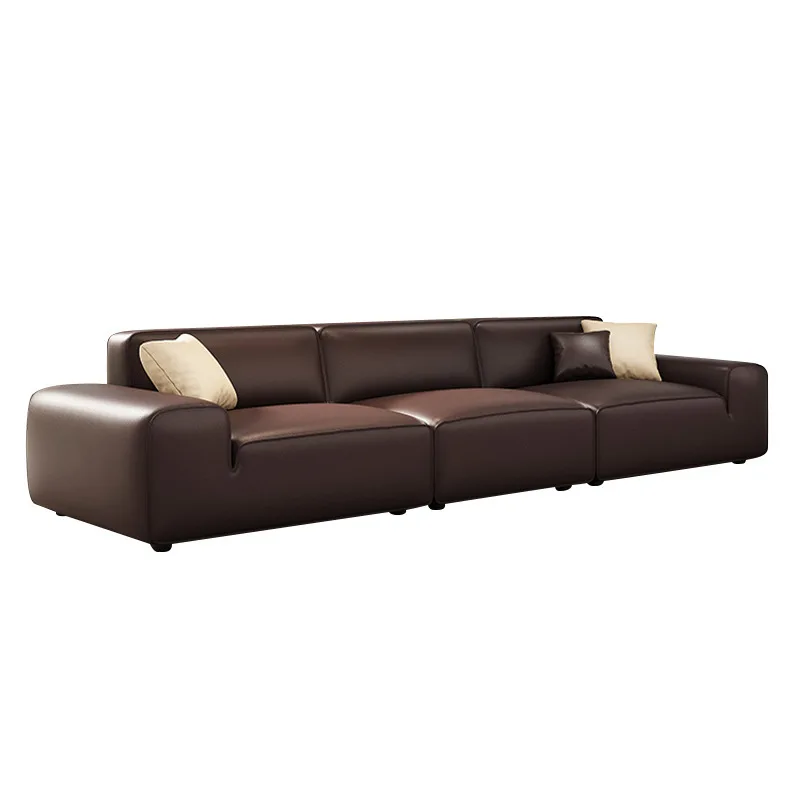 

Leather sofa living room high-end Italian minimalist tofu block sofa