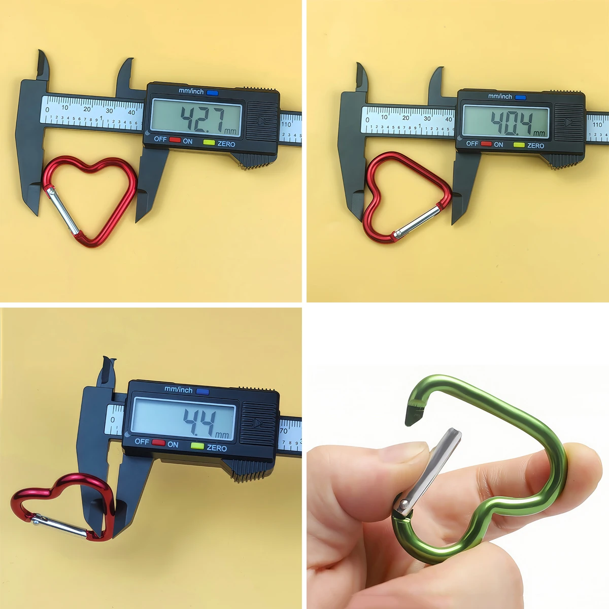 Herzförmiger Aluminium-Karabiner Schlüsselanhänger Clip Outdoor Camping Schlüsselring Federhaken Wasserflaschenhaken Reisezubehör – Detail 1
