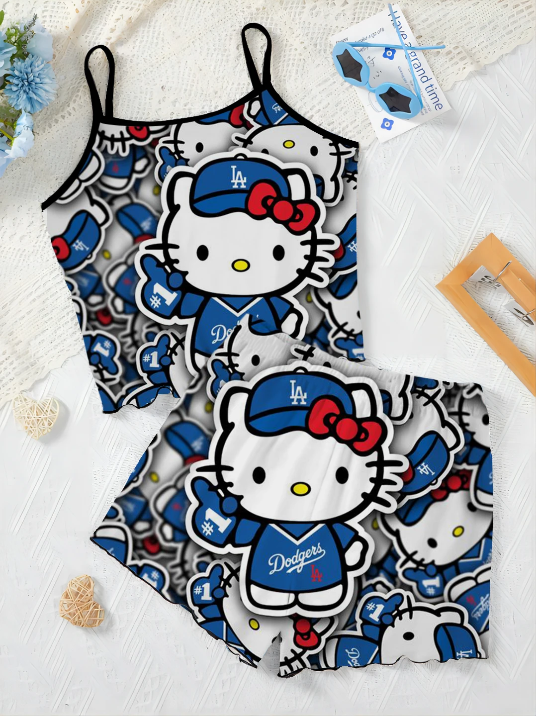 . Disney cartoon element nightgown with 3D printed edge wrapped suspender and cauliflower skirt