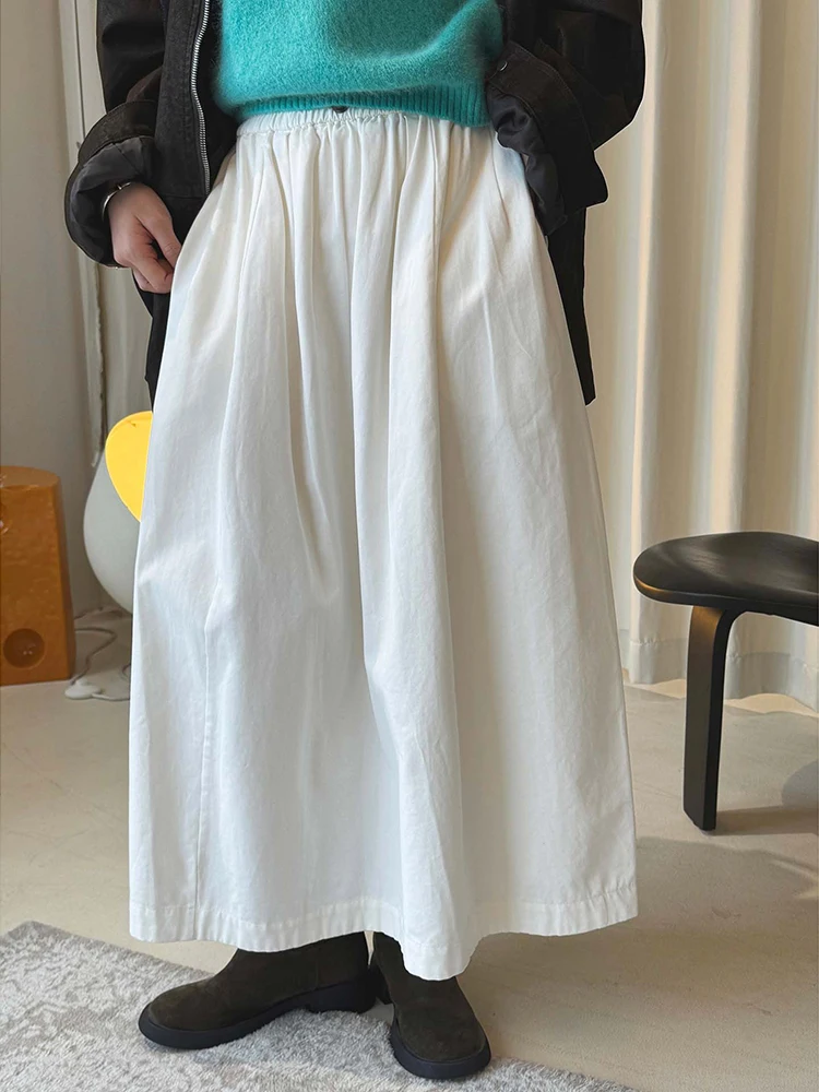 FANAN 미니멀리즘 여성용 A라인 스커트 신축성 있는 하이 웨이스트 한국 스타일 루즈한 의류 패션 여성 스커트 2026 봄 신상