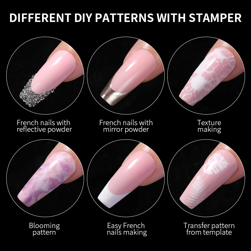 Transparent Silicone Nail Art Stamping Kit Stamper French Clear Jelly Design For Manicure Plate Stamp Polish Stamper Scraper Too