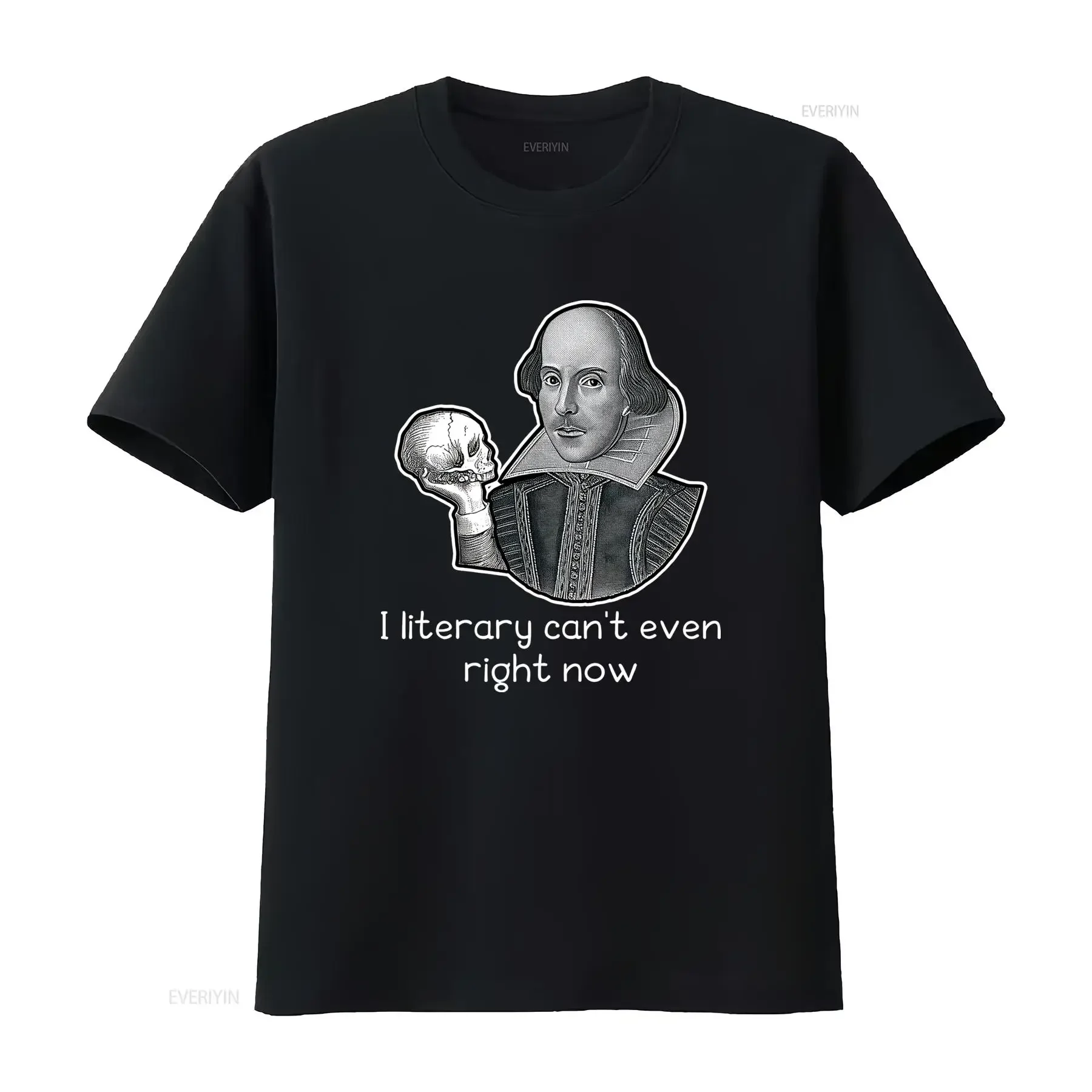 Funny Literary Pun Shakespeare Hamlet Skull Print Casual T Shirt vintage Washed fashion Breathable streetwear Soft graphic