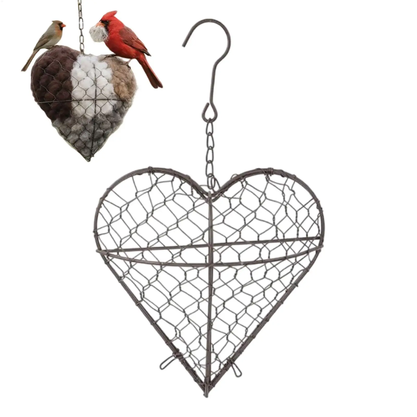 

Outdoor hummingbird nest box Refillable bird nest heart-shaped container Heart Bird Nesting Heart Yard Art Welcoming Nest