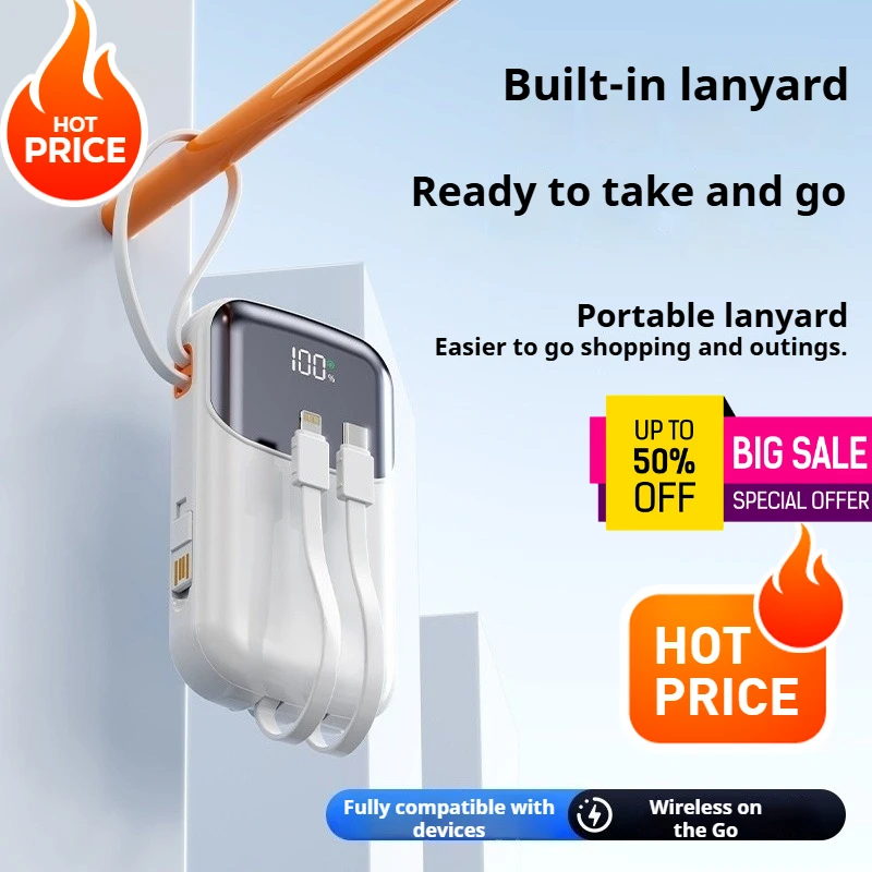 

22,5 Вт двунаправленная сверхбыстрая зарядка 20000 мАч встроенная двухлинейная подвесная веревка портативный блок питания высокого внешнего вида для iPhone