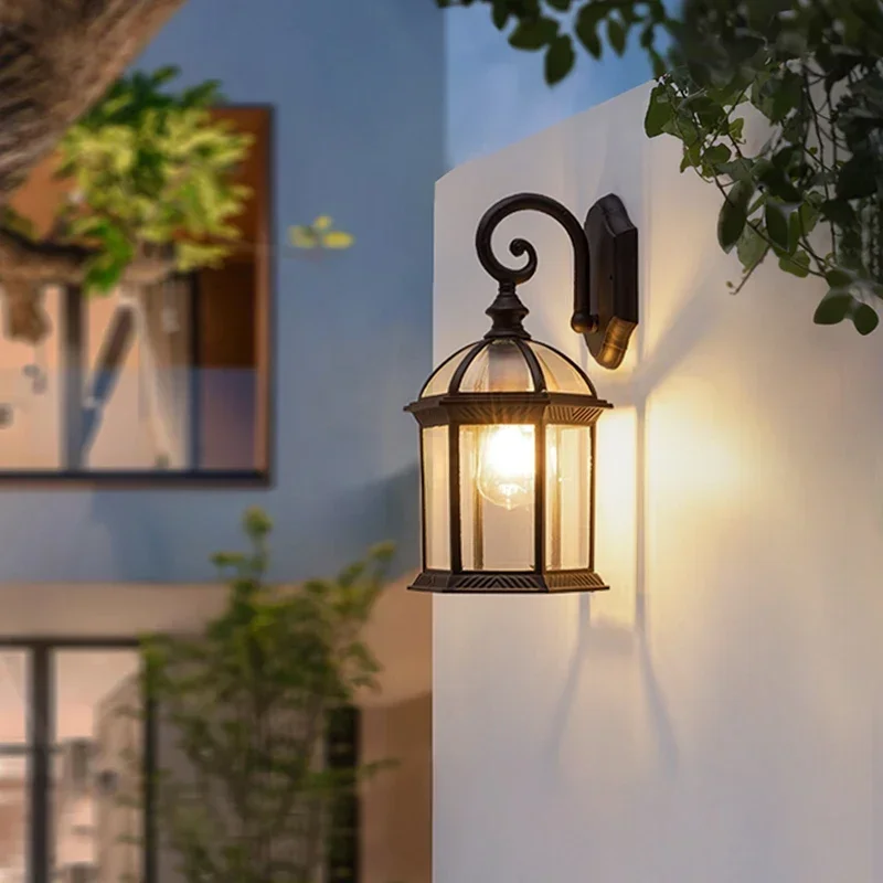 American vintage outdoor wall lights waterproof corridor aisle lights villa doorway lights garden led household wall lamps