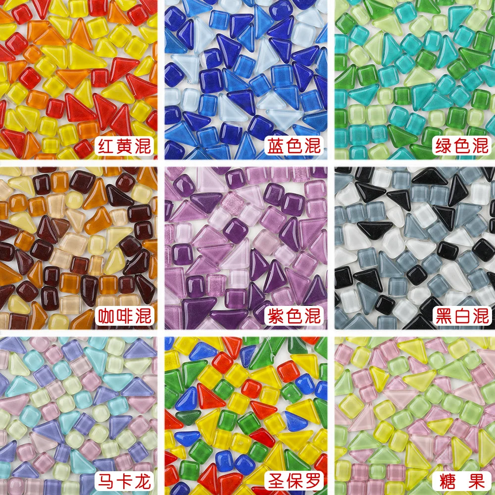 DIY Creative Manual Decoration Factory Direct Selling Crystal Free Stone Glass Painting Background Wall Mosaic Loose Grain 1kg