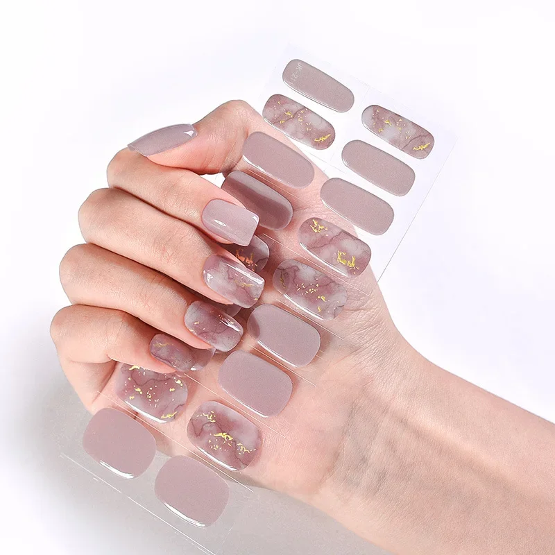 18 Tipps halb gehärtete Gel Nagellack UV-Lampe brauchen Aufkleber Nail Art Wraps Glitzer folie volle Abdeckung Nagel Streifen Maniküre Dekorationen