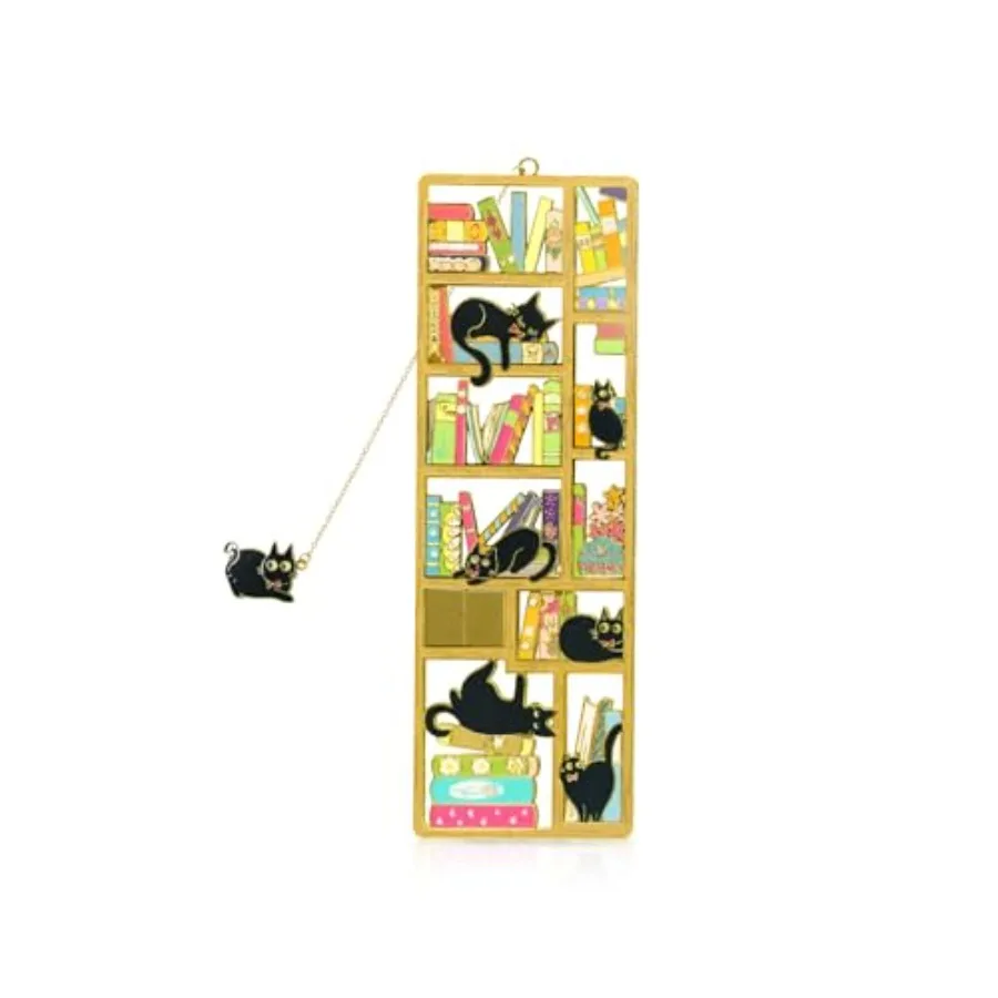 

Black Cat Bookmark with Charm - Metal Book Markers for Cat Lovers, Comes with Storage Box Lightweight, Durable Reading Accessor