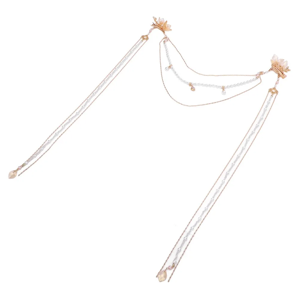 

Pearl Chain Long Tassel Hair Clip Long Tassel Gold Color Artificial Pearls Hair Clip Innovative Design Stylish Unique
