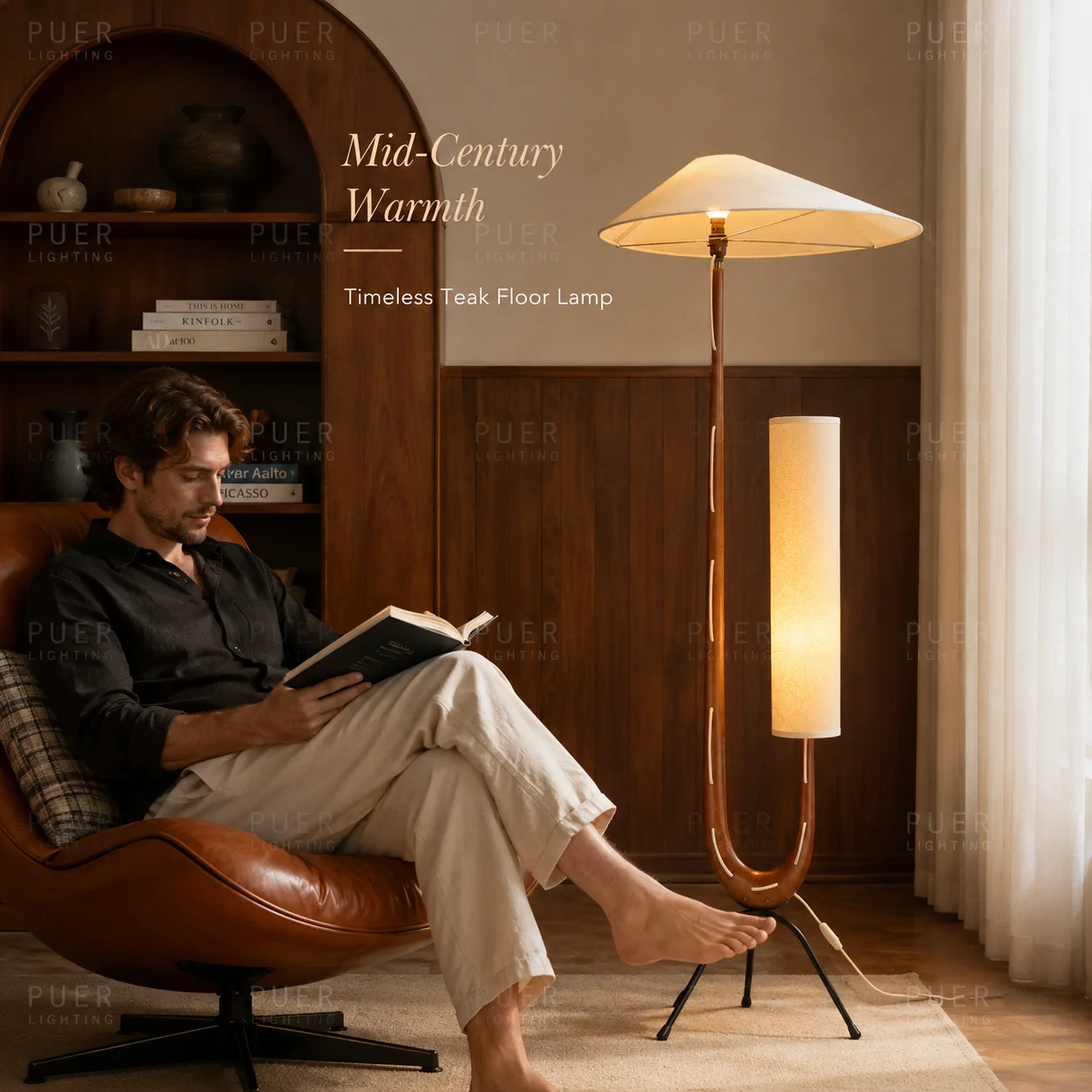 Rustic Floor Lamp for Living Room, Vintage Farmhouse Style Resin Upright Lamp, Suitable For Bedroom, Corner, Dining Room