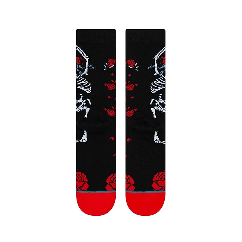 Retro Gothic Rose Skeleton Dancer Unisex Crew Socks Fashion Cotton Vintage Boho Women Men Couple Chic Funny Socks Gifts for Bulk