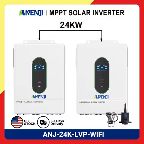 ANENJI 120/240V 24KW hybrid solar inverter 48V split photovoltaic inverter pure sine grid on/off grid built-in 200A parallel