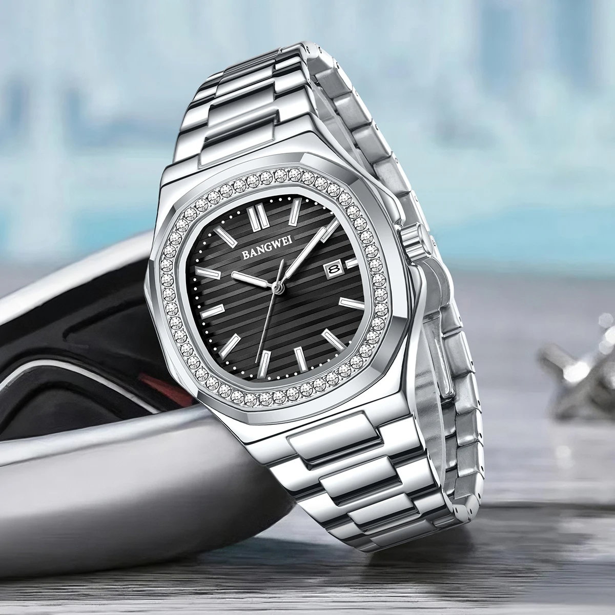 LIGE ธุรกิจนาฬิกาผู้ชายนาฬิกาควอตซ์กันน้ำนาฬิกาส่องสว่างสไตล์สายสแตนเลสกีฬานาฬิกาสำหรับชายรีโลจ ฮอมส์