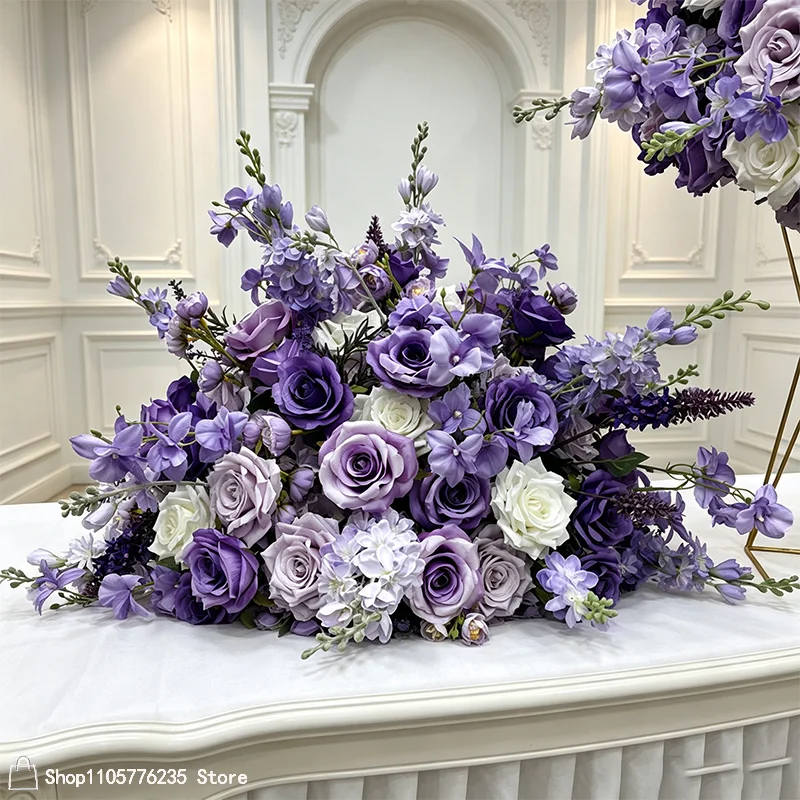 Blau-weiße Rosen-Hortensien Künstliche Tischblume Tischdekoration Hochzeit Esstisch Blumenarrangement Event Party Heimdekoration Requisite – Detail 1
