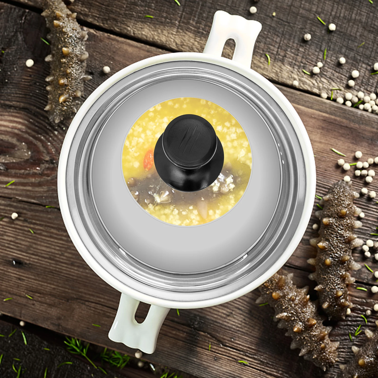 

Stainless Steel Pot Lid Handle Thickened Wok Cover Practical Daily Cooking Helper Thickened Pot Cover Kitchen Gadget