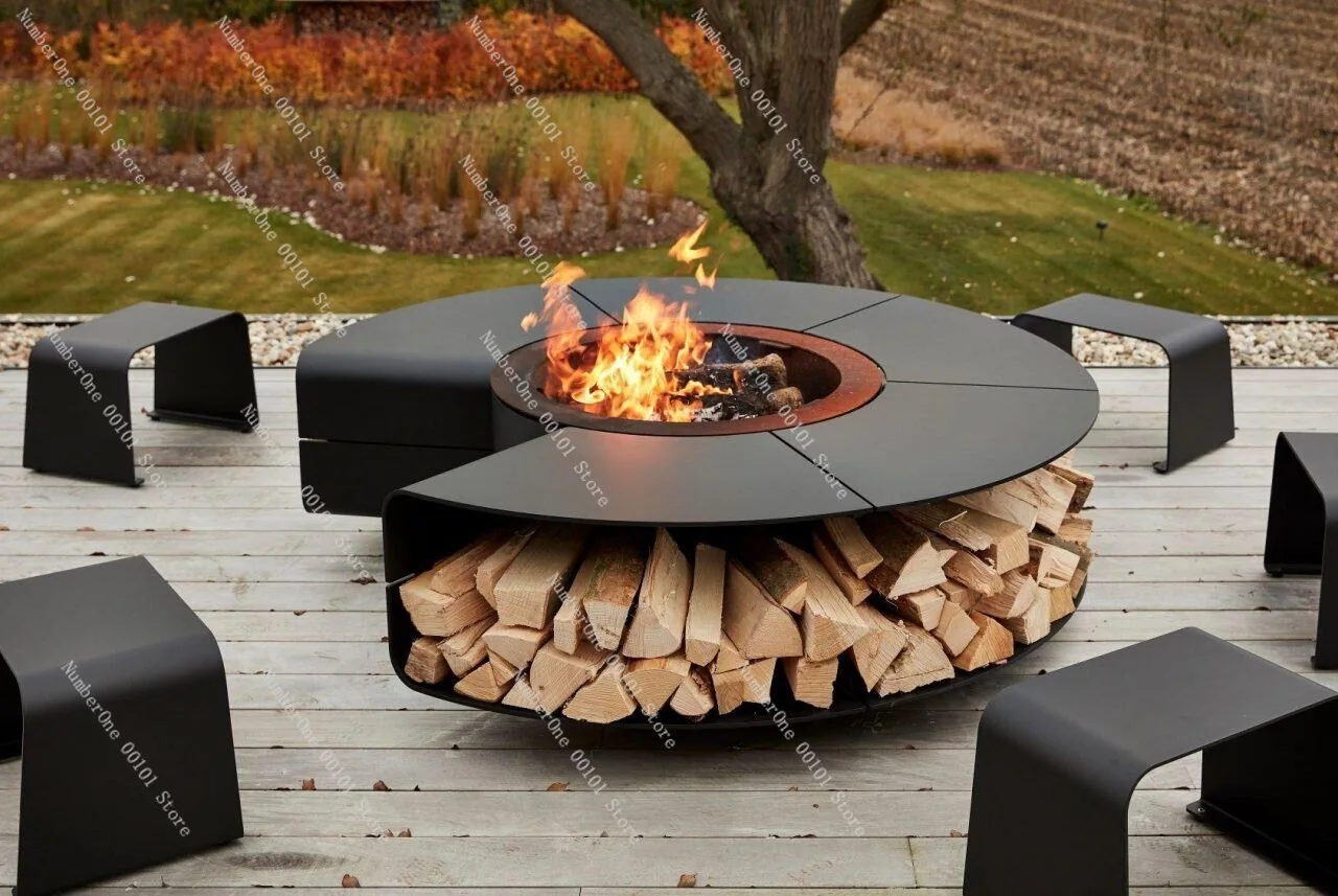 Garden brazier, garden barbecue table, outdoor furniture, household barbecue table diameter 1500mm