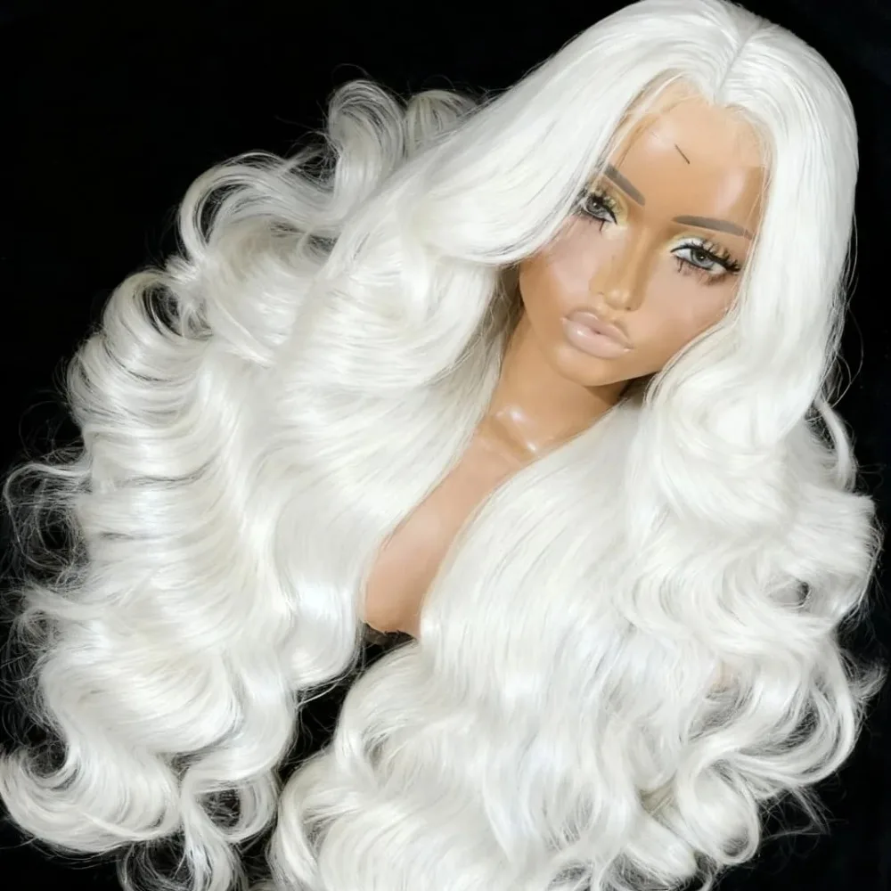 Platinum Blonde Body Wave Lace Frontal Wig for Women 200Density Pre Plucked 13x4 HD Transparent Lace Front Glueless Wig