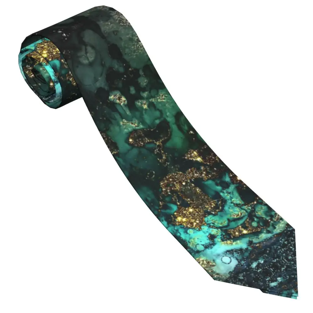 

Gold Indigo Malachite Marble Men Women Necktie Silk Polyester 8 cm Classic Marbled Texture Neck Ties Shirt Accessories