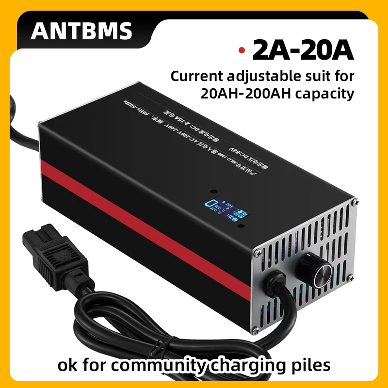 

20A Li-ion LiPo Lifepo4 Lithium Battery Charger 36V 48V 58.4V 72V 60V 67.2V 84V 87.6V Curren Adjust Fast Charge 10S 16S 20S 24S