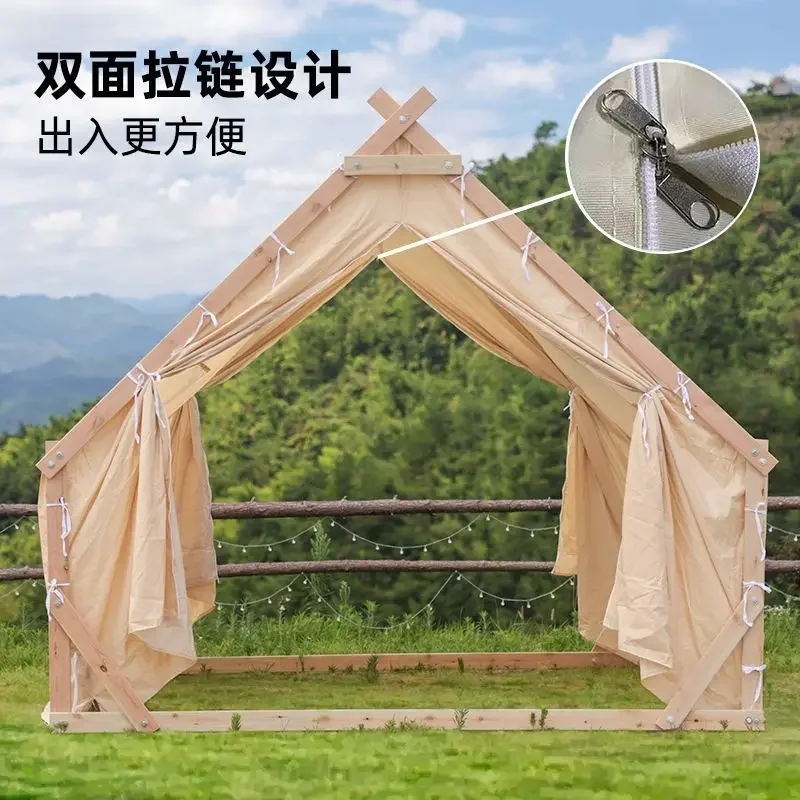 New awning, outdoor camping tent, wooden house, wrought iron tent, courtyard camp, famous four-corner tent