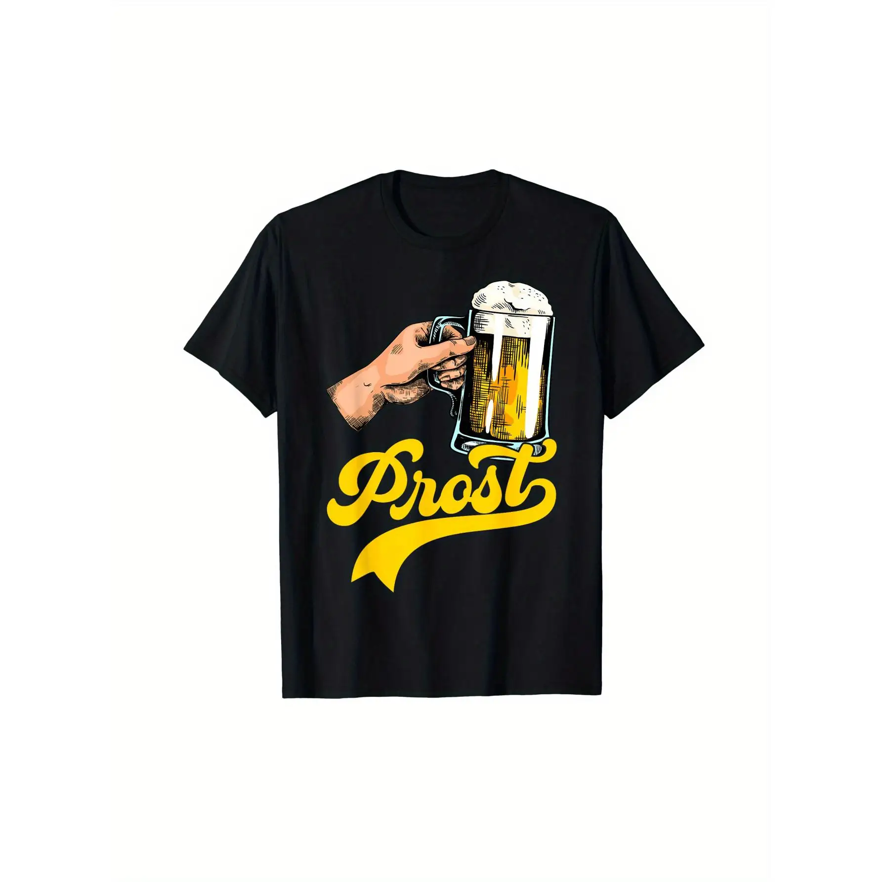 

Men's Prost T-shirt, Funny Beer Graphic Tee, German Drinking Slogan Short Sleeve, Summer Casual Party Tops, Friends Gift Idea