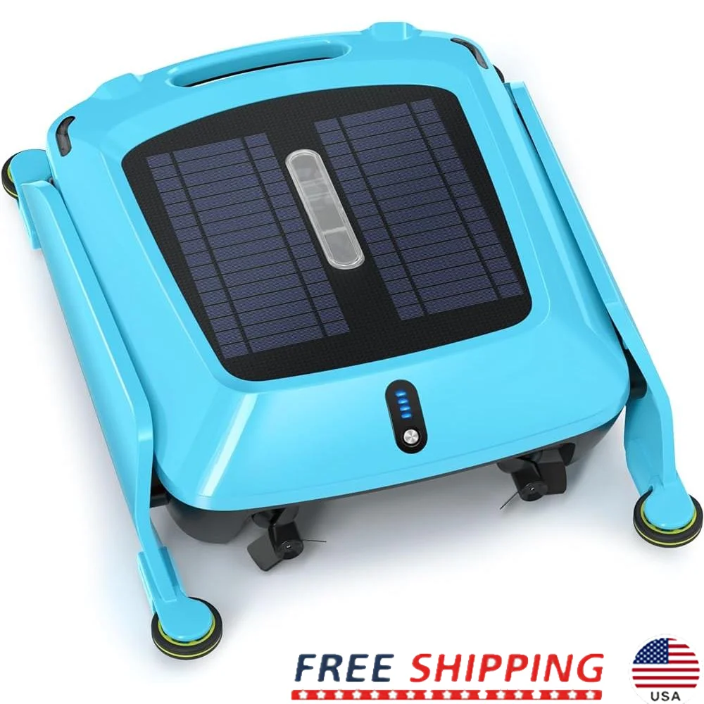 로봇식 태양광 풀 스키머 클리너 무선 자동 표면 클리너 이중 충전 스마트 레이더 장애물 회피 바닷물