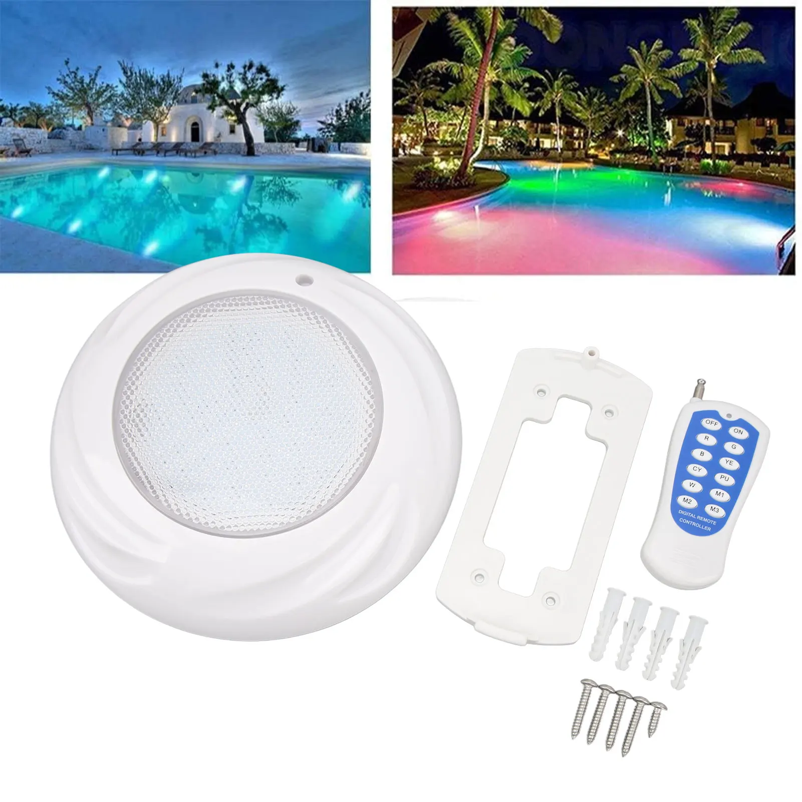 Luz LED para piscina ZK40 RGB con Control remoto AC12V 18W IP68 impermeable 7 colores cambio de Color luz subacuática para piscina