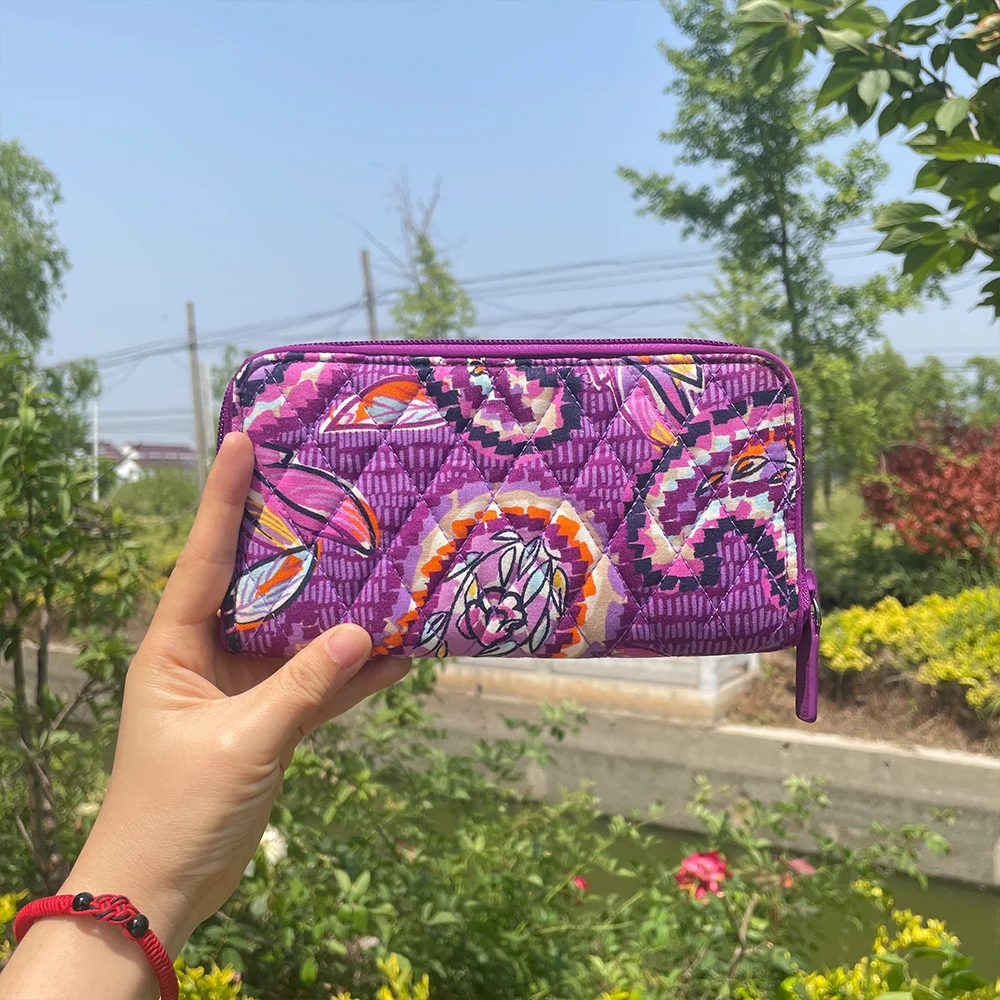 vbSimple eco-friendly cotton purse women cotton print wallet card holder wallet women storage money bag clutch