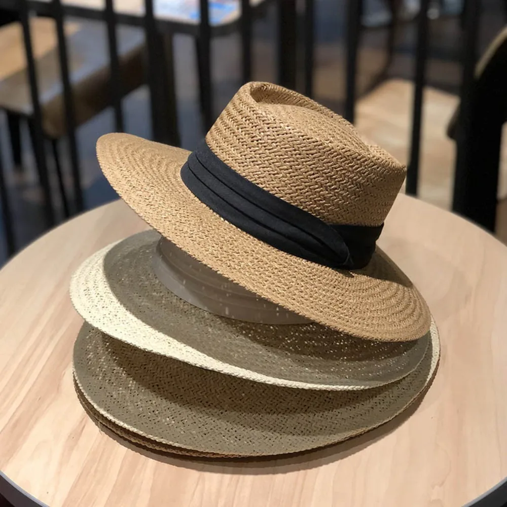 For Women Wide Brim Breathable Sun Panama Hats Panama Beach Summer Straw Hat Fedora Hat