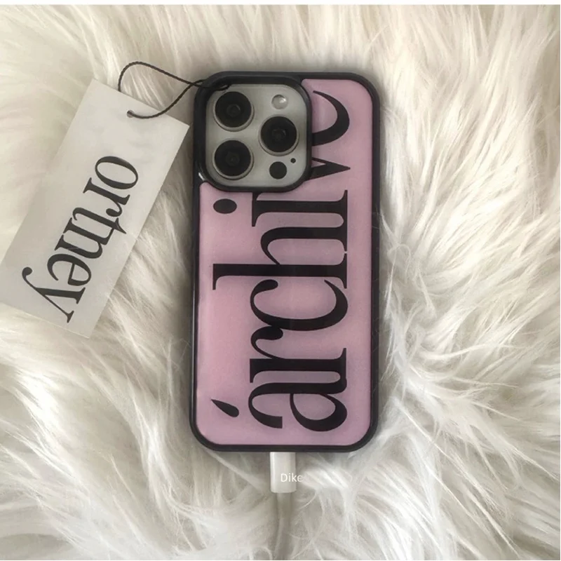 Funda Minimalista para Teléfono con Diseño de Letras y Acabado Brillante para iPhone 17 Pro, 16 Pro, 15, 14 Plus, 13, 12, 11, 17 Air, PRO MAX, PLUS, Y2K