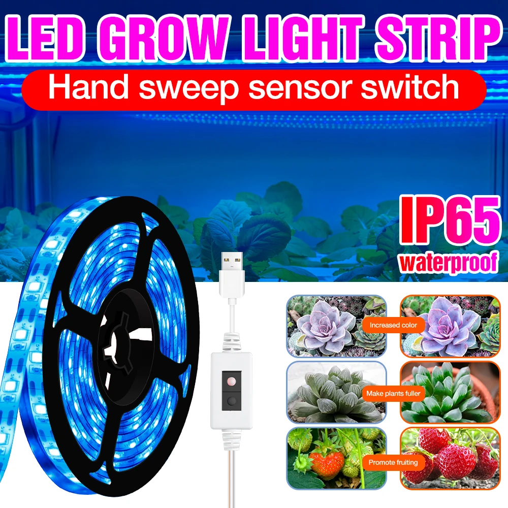 植物栽培用LEDストリップライト,温室植物ランプ,フルスペクトル,水耕栽培,0.5m, 1m, 2m, 3m