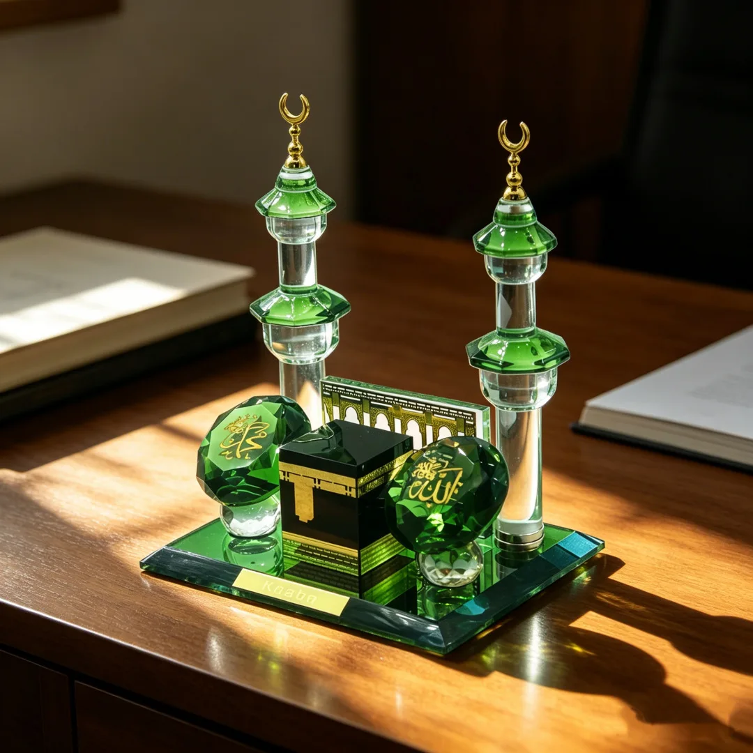 Three-piece crystal set for sunshade temple with double diamonds and double pillars, complete gift household craftwork